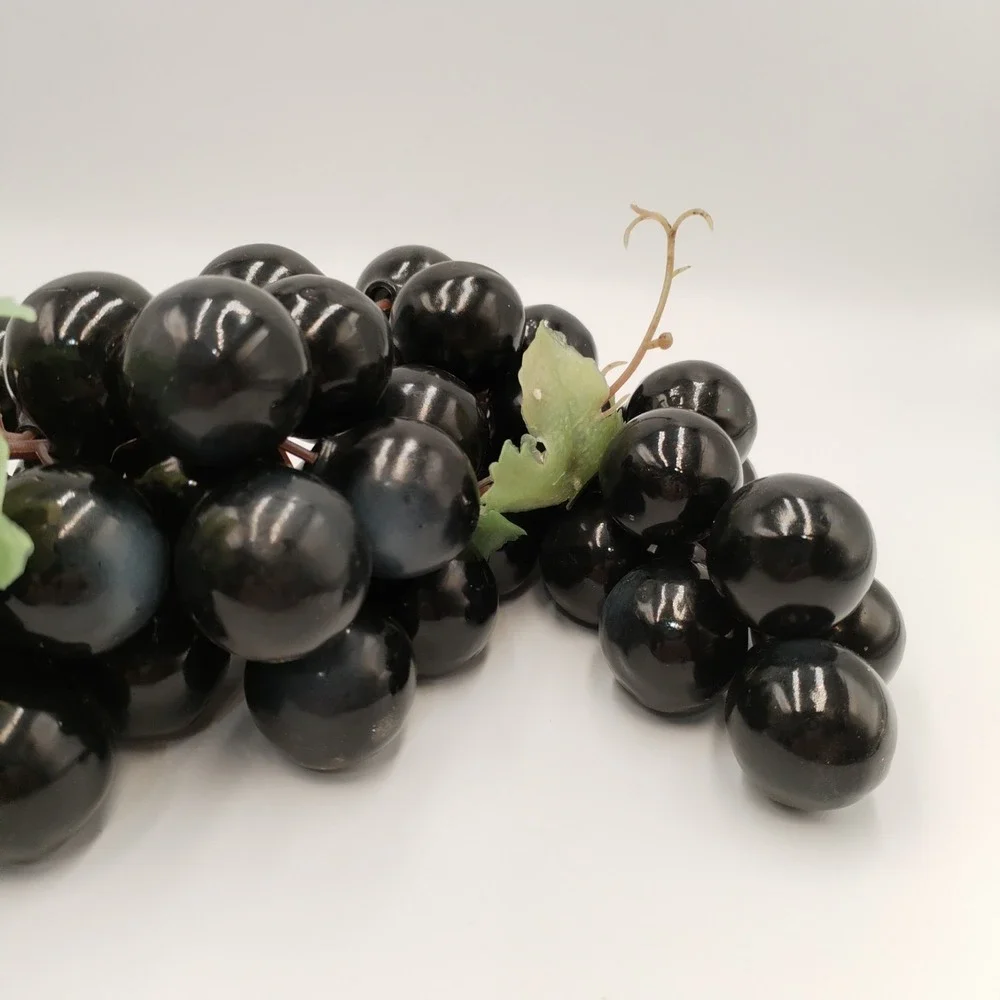 Vintage Flexible Rubber Vinyl Grape Bunch Dark Purple Black Table Decor 14 Inch